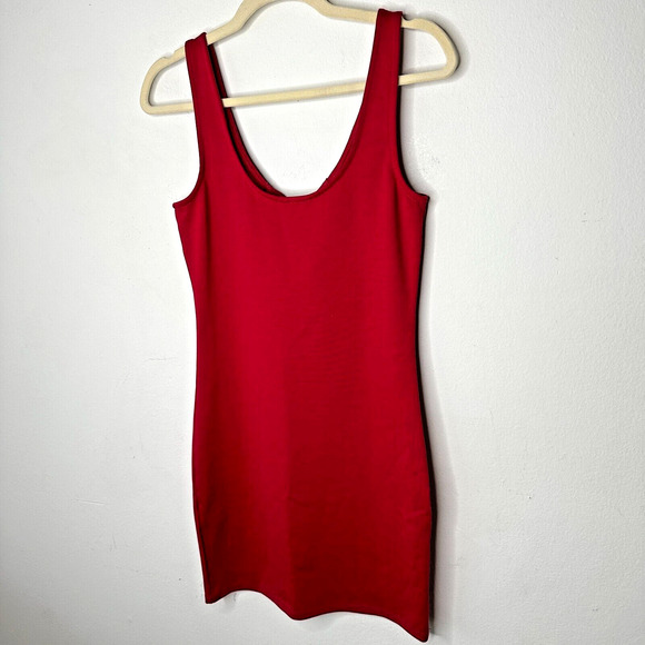 G by Guess Red Bodycon Silver Embellished V-Neck Sleeveless Mini Dress Small - Picture 5 of 14